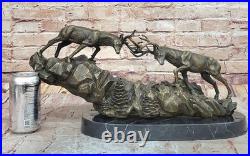 De Collection Bronze Statue Affaire Art Déco Spéciale Patine Deux Course Cerfs