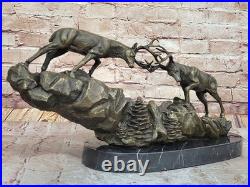 De Collection Bronze Statue Affaire Art Déco Spéciale Patine Deux Course Cerfs