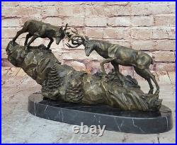 De Collection Bronze Statue Affaire Art Déco Spéciale Patine Deux Course Cerfs