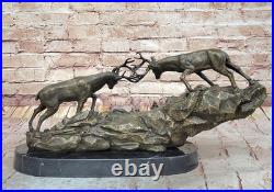 De Collection Bronze Statue Affaire Art Déco Spéciale Patine Deux Course Cerfs