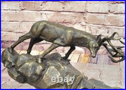 De Collection Bronze Statue Affaire Art Déco Spéciale Patine Deux Course Cerfs