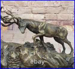 De Collection Bronze Statue Affaire Art Déco Spéciale Patine Deux Course Cerfs