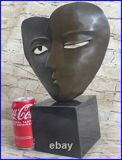 De Collection Bronze Statue Deal Représentant Deux Visages Masque Dali Art Déco