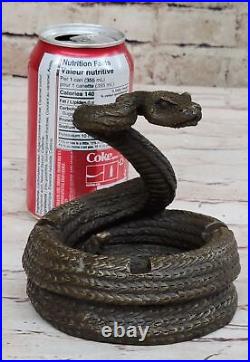 De Collection Cobra Serpent Cendrier Bronze Sculpture Art Déco Reptile Statu