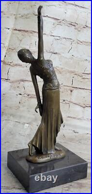 De Collection Figurine Bronze Décor D. H. Art Déco Danseuse Sculpture Statue