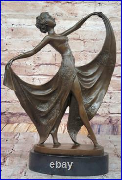 De Collection Français Art Déco Bronze Statue Dansant Femme Domestique Bureau