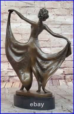 De Collection Français Art Déco Bronze Statue Dansant Femme Domestique Bureau