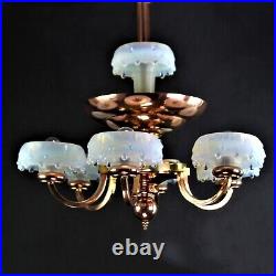 De Grandes Art Déco Lustre Lampe à Suspension Ezan Plafond Cuivre 1930er