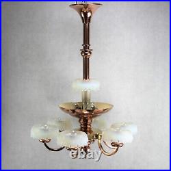 De Grandes Art Déco Lustre Lampe à Suspension Ezan Plafond Cuivre 1930er