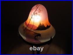 Design Lampe Vintage Lampadaire Probablement Art Déco Avec Belle Peinture Signé