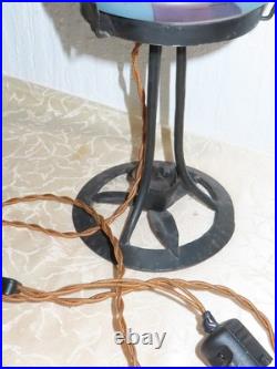 Design Lampe Vintage Lampadaire Probablement Art Déco Avec Belle Peinture Signé