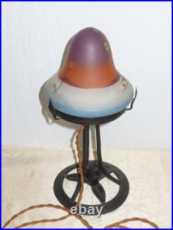 Design Lampe Vintage Lampadaire Probablement Art Déco Avec Belle Peinture Signé