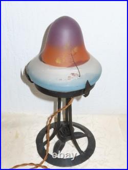 Design Lampe Vintage Lampadaire Probablement Art Déco Avec Belle Peinture Signé