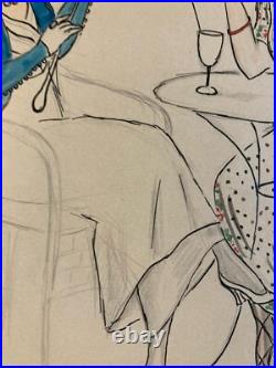 Dessin Peinture Encre Art Deco 1945 Sur Papier Femme Collection Lily Greenham