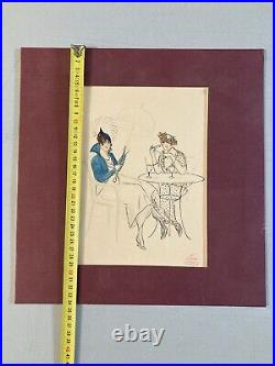 Dessin Peinture Encre Art Deco 1945 Sur Papier Femme Collection Lily Greenham