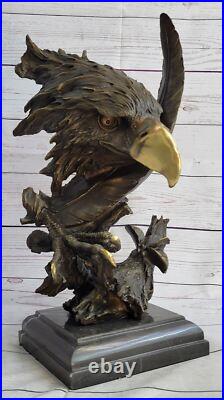 Détaillé Rare Aigle Marbre Sculpture Buste Bronze Tête Collection Art Déco Gift