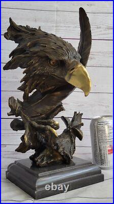 Détaillé Rare Aigle Marbre Sculpture Buste Bronze Tête Collection Art Déco Gift