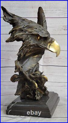 Détaillé Rare Aigle Marbre Sculpture Buste Bronze Tête Collection Art Déco Gift