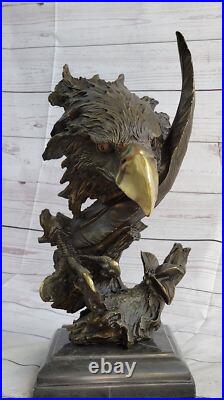 Détaillé Rare Aigle Marbre Sculpture Buste Bronze Tête Collection Art Déco Gift