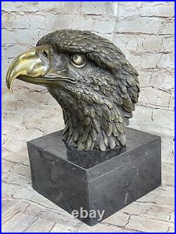 Détaillé Rare Aigle Marbre Sculpture Buste Bronze Tête Collection Art Déco Solde