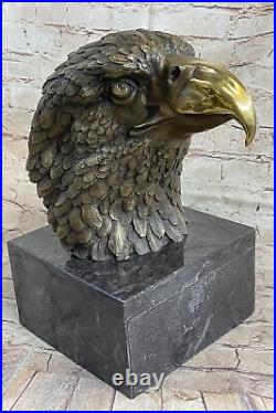 Détaillé Rare Aigle Marbre Sculpture Buste Bronze Tête Collection Art Déco Solde