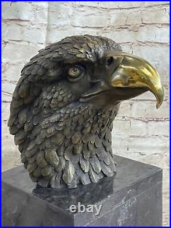 Détaillé Rare Aigle Marbre Sculpture Buste Bronze Tête Collection Art Déco Solde