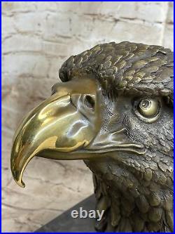 Détaillé Rare Aigle Marbre Sculpture Buste Bronze Tête Collection Art Déco Solde