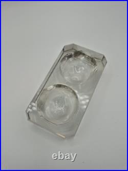 Double encrier ancien Portieux cristal taillé Art déco bureau France 20e