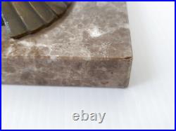 Encrier Art Deco En Marbre & Regule 1920 1930 Vintage Oiseau Vanneau 20s 30s