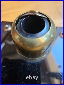 Encrier Art Déco avec couvercle coulissant en laiton, porte-plume (sans plume)