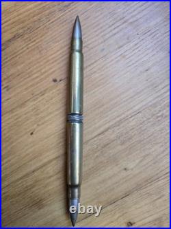 Encrier Art Déco avec couvercle coulissant en laiton, porte-plume (sans plume)