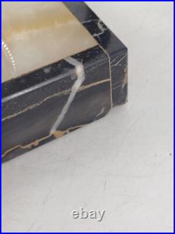 Encrier Art Déco en marbre et bronze Mouette sur boule verre 1930