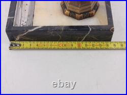 Encrier Art Déco en marbre et bronze Mouette sur boule verre 1930