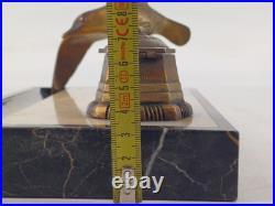 Encrier Art Déco en marbre et bronze Mouette sur boule verre 1930