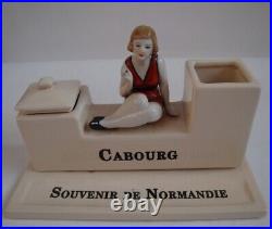 Encrier Ecritoire Figurine Baigneuse Normandie Cabourg Style Art Deco Style Art
