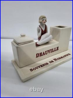Encrier Ecritoire Figurine Baigneuse Normandie Deauville Style Art Deco Style Ar