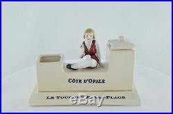 Encrier Ecritoire Figurine Baigneuse Normandie Le touquet Style Art Deco Porcela