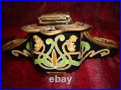 Encrier Fleur Iris Style Art Deco Style Art Nouveau Porcelaine Ceramique