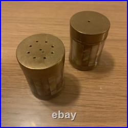 Ensemble Salière Et Poivrier En Laiton Et Nacre Style Art Deco Ref AO