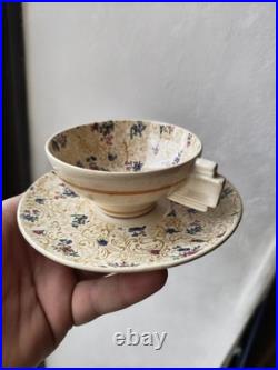 Ensemble Tasse Art Deco France 1920 Peint À La Main