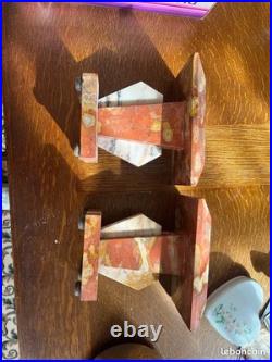 Ensemble de Cheminée en Onyx, Art Déco avec clé vintage