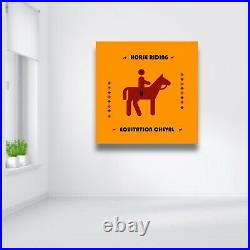 Equitation cheval HORSE RIDING Carré H orange pop art deco sport collection S4