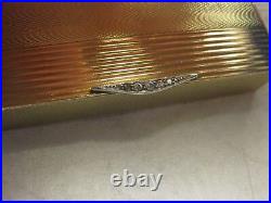 Etui A Cigarettes Or 14k 160 Gr Platine Diamants Signee Charlton & Co Art Deco