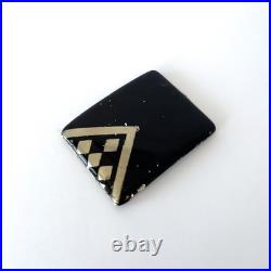 Étui à cigarettes Art déco en métal argenté laqué noir Années 1930