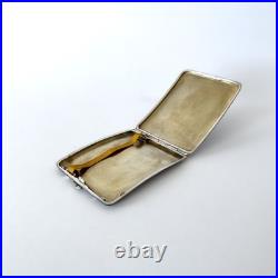Étui à cigarettes Art déco en métal argenté laqué noir Années 1930
