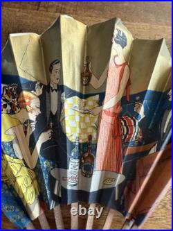 Éventail Publicitaire Art Deco En Papier Français Liqueur Marie Brizard 1925