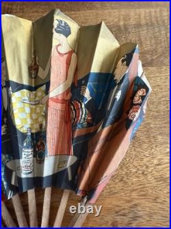 Éventail Publicitaire Art Deco En Papier Français Liqueur Marie Brizard 1925