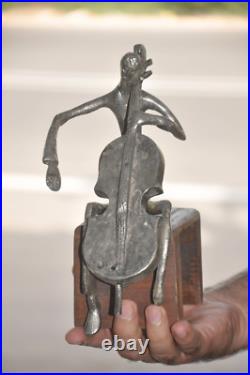 Figurine De Musicien Art Déco Unique En Bois Et Laiton Fait Main