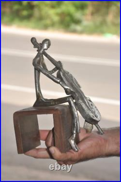 Figurine De Musicien Art Déco Unique En Bois Et Laiton Fait Main