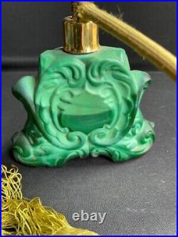 Flacon à parfum en verre malachite Verrerie Frantisek Halama Art déco